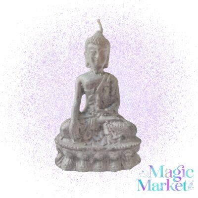 Vela Figura Lotus Buda Plata artesanal mexicana para meditación, arraigo, estabilidad y despertar interior