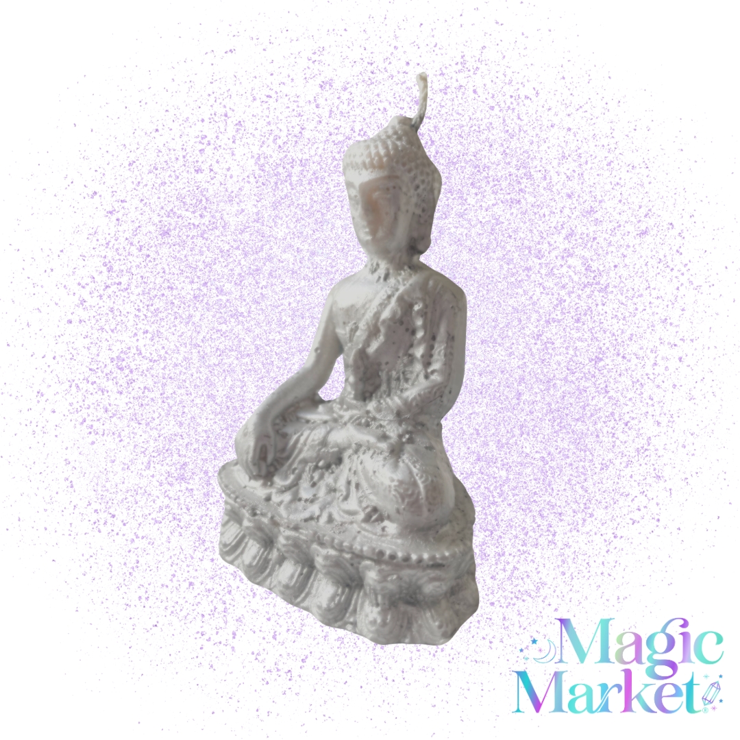 Vela Figura Lotus Buda Plata artesanal mexicana para meditación, arraigo, estabilidad y despertar interior