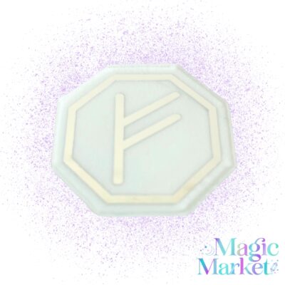 Símbolo Runa Fehu de Bolsillo grabado en cristal mate para abundancia y prosperidad